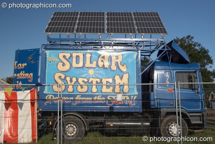 Croissant Neuf's solar energy truck at Big Green Gathering 2007. Burrington, Cheddar, Great Britain. © 2007 Photographicon