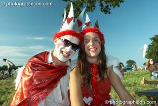 A man and woman dressed as the King and Queen of Hearts at Waveform Project 2007. Kenton, Exeter, Great Britain. © 2007 Photographicon