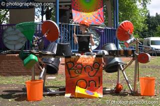 A percussive performance on recycled instruments by Bang On at Kingston Green Fair 2005. Kingston Upon Thames, Great Britain. © 2005 Photographicon