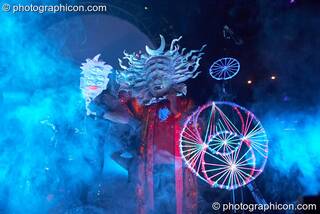 Michele Adamson and Raja Ram enter the stage wearing Shpongle masks at Shpongle Live in Concert. London, Great Britain. © 2008 Photographicon