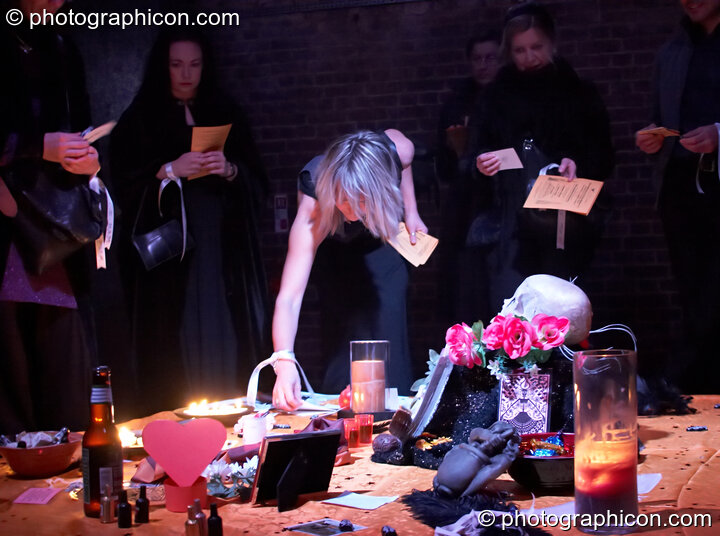 Participants lay their Goose gifts upon the ritual shrine at The Halloween of the Cross Bones XIII. London, Great Britain. © 2010 Photographicon