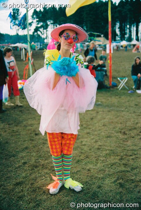 A lady clown at Big Green Gathering 2003. Cheddar, Great Britain. © 2003 Photographicon