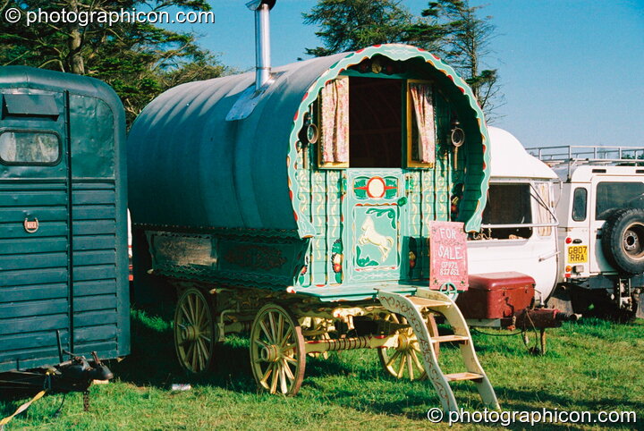Traveller's caravan at Big Green Gathering 2003. Cheddar, Great Britain. © 2003 Photographicon