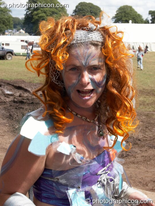 A woman in costume at Big Green Gathering 2005. Burrington, Cheddar, Great Britain. © 2005 Photographicon