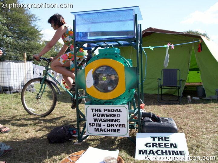 Pedal powered washing machine at Big Green Gathering 2005. Burrington, Cheddar, Great Britain. © 2005 Photographicon