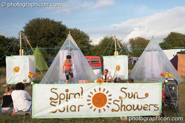 The Spiral Sun solar showers at Big Green Gathering 2006. Burrington, Cheddar, Great Britain. © 2006 Photographicon