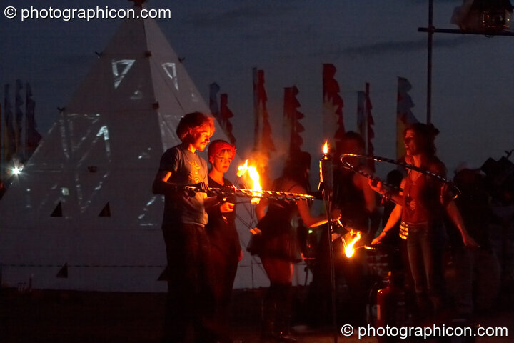 The Fire Show and burning of the pyramid at Glade Festival 2011. King's Lynn, Great Britain. © 2011 Photographicon