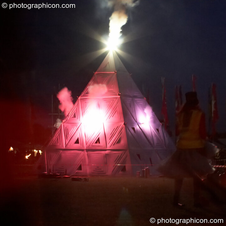 The Fire Show and burning of the pyramid at Glade Festival 2011. King's Lynn, Great Britain. © 2011 Photographicon