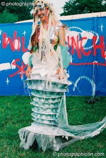 Woman in mermain costume at Glastonbury Festival 2003. Pilton, Great Britain. © 2003 Photographicon