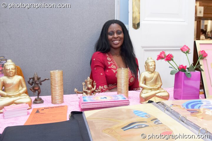 Solariss Abakari An-Ra on her Egypian art stall at the London Festival of Tantra 2008. Great Britain. © 2008 Photographicon