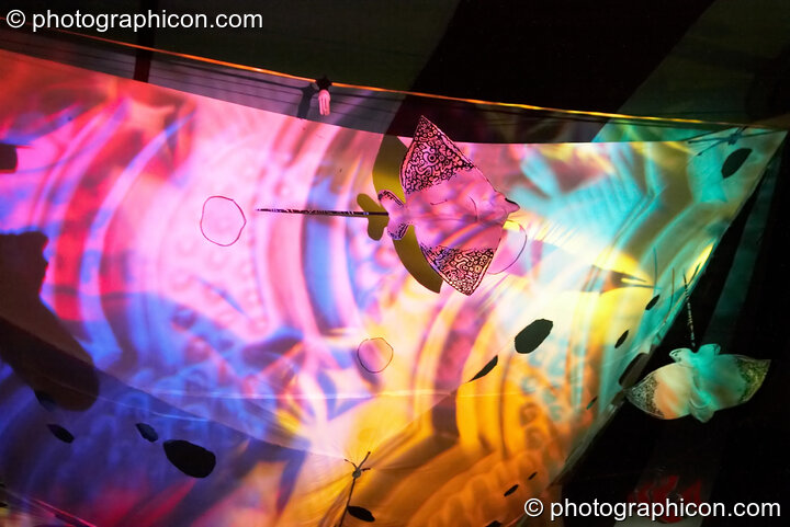 Decor and coloured lighting in the Chillout Tent at Planet Bob's Offworld Festival 2007. Swindon, Great Britain. © 2007 Photographicon