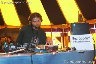 Zooch (Yaga Gathering, Lithuania) DJs in the Progressive Tent at Planet Bob's Offworld Festival 2007. Swindon, Great Britain. © 2007 Photographicon