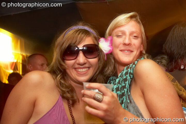 Two women dance in the Progressive Tent at Planet Bob's Offworld Festival 2007. Swindon, Great Britain. © 2007 Photographicon