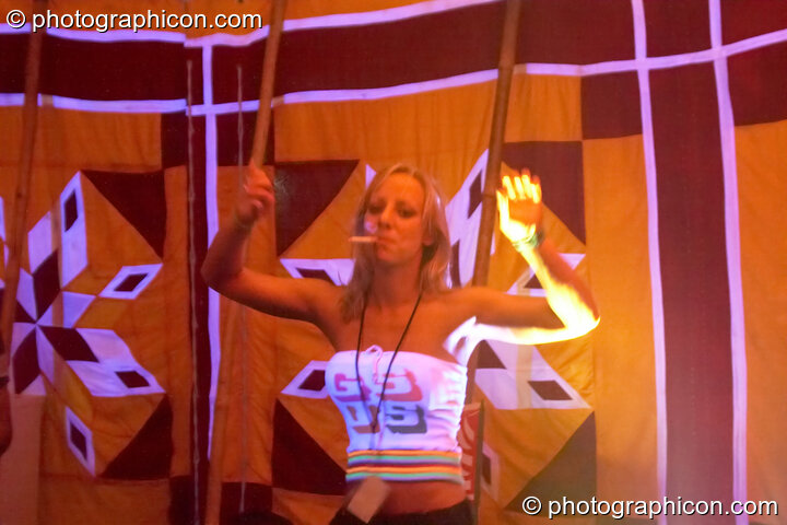 A woman dances in the Progressive Tent at Planet Bob's Offworld Festival 2007. Swindon, Great Britain. © 2007 Photographicon