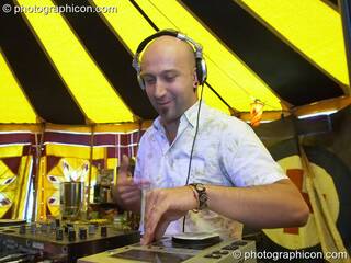 Sinan (Atlantis, Turkey) DJs in the Progressive Tent at Planet Bob's Offworld Festival 2007. Swindon, Great Britain. © 2007 Photographicon