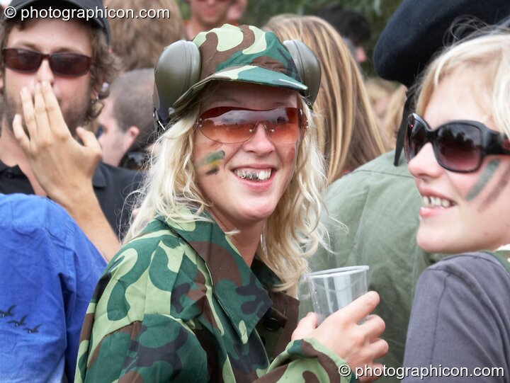 Wonky people on the pagoda floating dance floor at the Secret Garden Party 2006. Huntingdon, Great Britain. © 2006 Photographicon