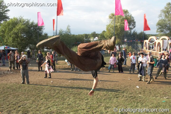 Ralf takes a tumble during the dangerous sports skating challenge at the Secret Garden Party 2006. Huntingdon, Great Britain. © 2006 Photographicon