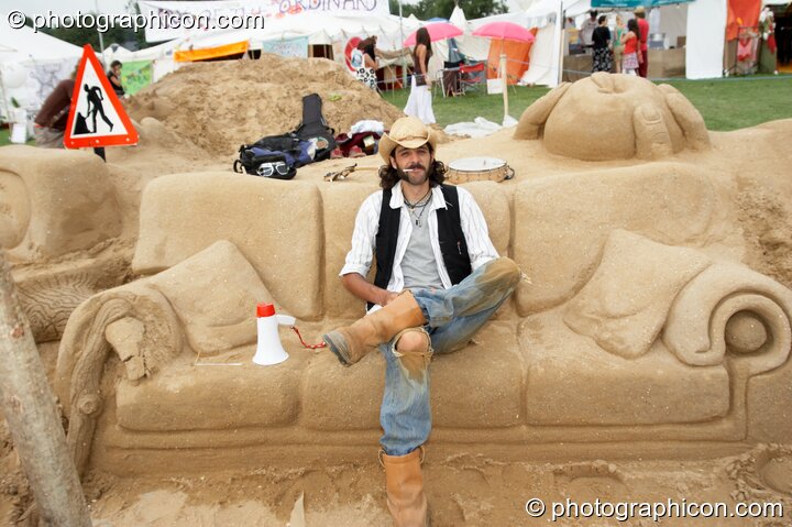 A large sand sculpture by Dirty Beach at the Secret Garden Party 2008. Huntingdon, Great Britain. © 2008 Photographicon
