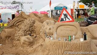 A large sand sculpture by Dirty Beach at the Secret Garden Party 2008. Huntingdon, Great Britain. © 2008 Photographicon