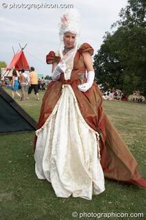 A woman in period costume at the Secret Garden Party 2008. Huntingdon, Great Britain. © 2008 Photographicon