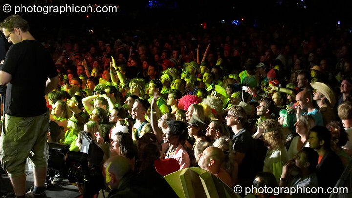 A large crowd watch Grace Jones perform on the Great Stage at the Secret Garden Party 2008. Huntingdon, Great Britain. © 2008 Photographicon