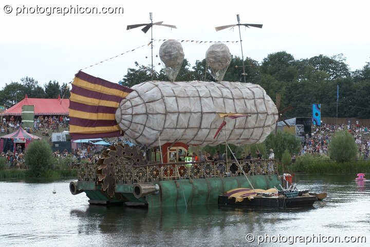For two days the Blimp served as a floating dance floor on the lake at the Secret Garden Party 2010. Huntingdon, Great Britain. © 2010 Photographicon