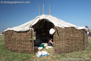 A hand-made tent in the Permaculture Camp at Sunrise Celebration 2006. Yeovil, Great Britain. © 2006 Photographicon