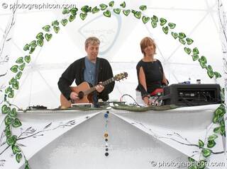 Steve Hillage and Miquette Giraudy of Mirror Systems (A-Wave) on the idSpiral Stage at Sunrise Celebration 2006. Yeovil, Great Britain. © 2006 Photographicon