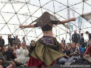 Amanda Heron performs a Raqs Sharqi dance to Mirror Systems (A-Wave) on the idSpiral Stage at Sunrise Celebration 2006. Yeovil, Great Britain. © 2006 Photographicon