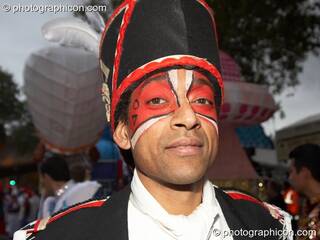 Man in costume participates in the carnival at the Thames Festival 2005. London, Great Britain. © 2005 Photographicon