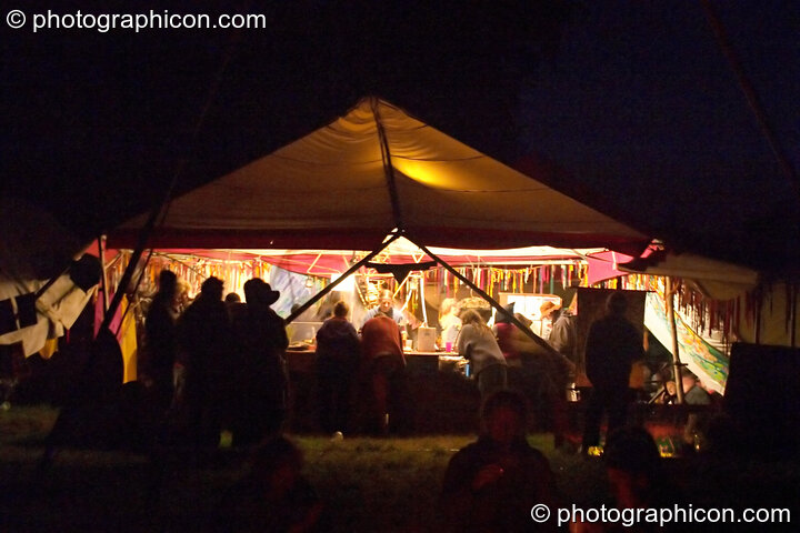 Outside the Eartheart Cafe and Stage at the Turaya Gathering 2004. Wimborne, Great Britain. © 2004 Photographicon