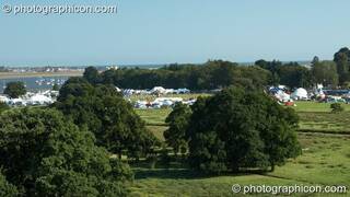 The Waveform Project 2007 festival site viewed from the roof of Powderham Castle's central flag tower, with the river Exe in the background. Kenton, Exeter, Great Britain. © 2007 Photographicon