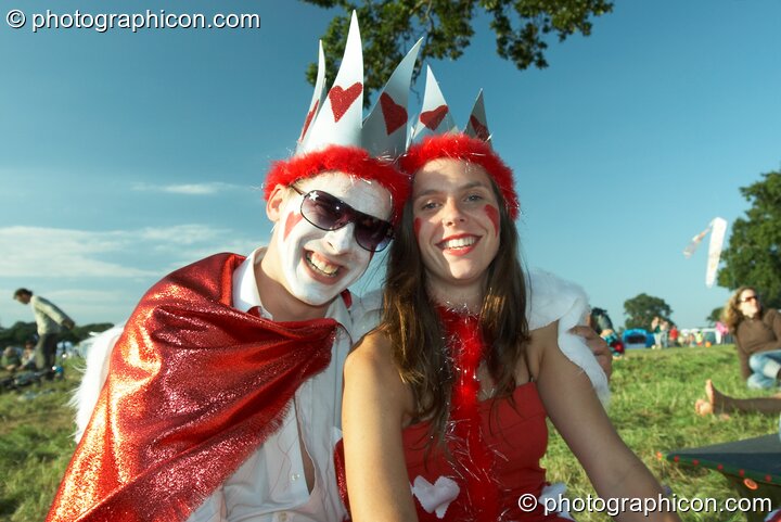 A man and woman dressed as the King and Queen of Hearts at Waveform Project 2007. Kenton, Exeter, Great Britain. © 2007 Photographicon