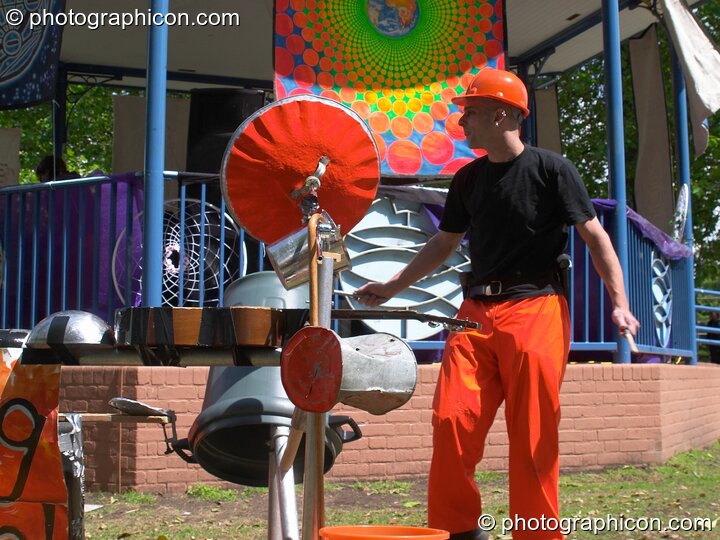 A percussive performance on recycled instruments by Bang On at Kingston Green Fair 2005. Kingston Upon Thames, Great Britain. © 2005 Photographicon