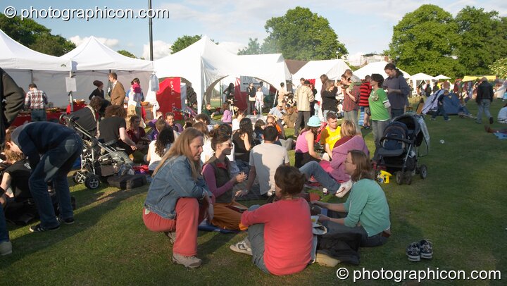 People relaxing in the Healing Area at Kingston Green Fair 2005. Kingston Upon Thames, Great Britain. © 2005 Photographicon