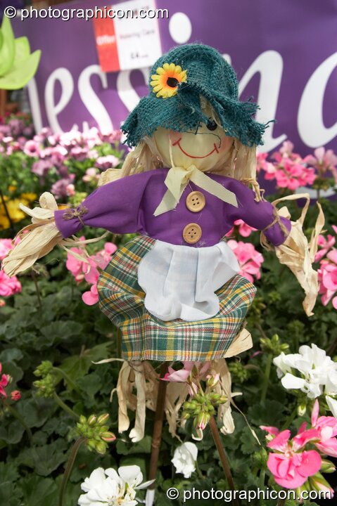 A rag doll amongst the flowers on Chessington Garden Centre's stall at Kingston Green Fair 2006. Kingston upon Thames, Great Britain. © 2006 Photographicon
