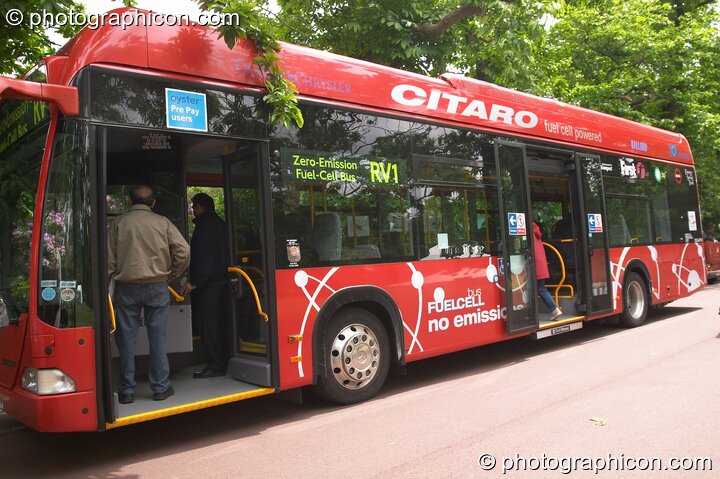 The Citaro fuel cell powered bus at the London Green Lifestyle Show 2005. Great Britain. © 2005 Photographicon