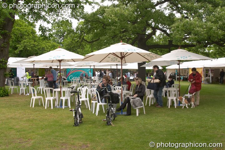 An outdoor cafe at the London Green Lifestyle Show 2005. Great Britain. © 2005 Photographicon
