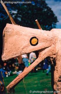 A wooden sculpture at Kingston Green Fair 1993. Kingston upon Thames, Great Britain. © 1993 Photographicon