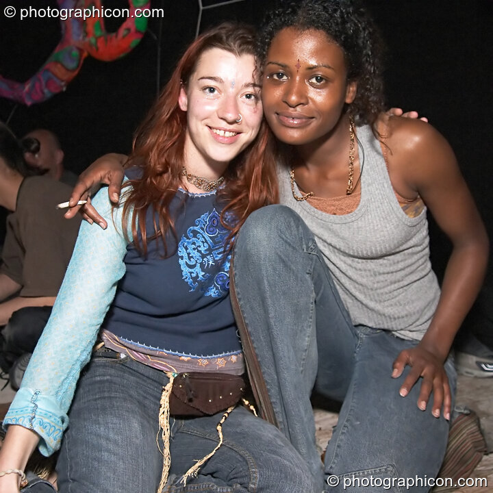 Two friends at Dr Love's Psychoactive Explosion. London, Great Britain. © 2004 Photographicon