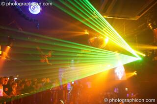 Laser beams at Earthdance 2005. London, Great Britain. © 2005 Photographicon