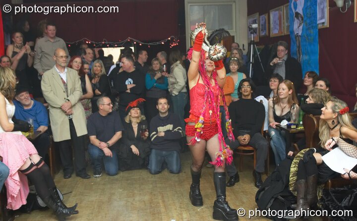 Kwalilox dances with Khan at the Save The World Club Burlesque Ball. Kingston upon Thames, Great Britain. © 2005 Photographicon