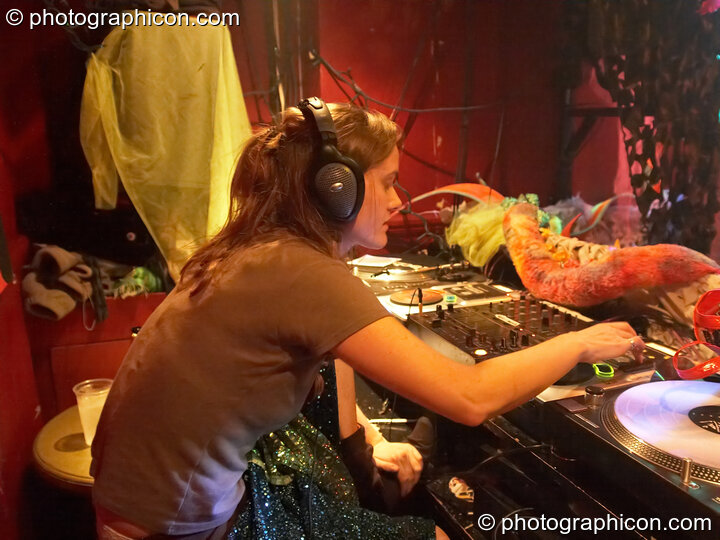Morning Gloria DJing in the Dub Club space at Indigitous. London, Great Britain. © 2006 Photographicon