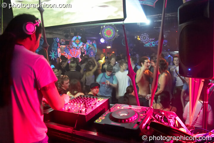 Carlos Santan DJing in the Digital Disco space at Indigitous. London, Great Britain. © 2006 Photographicon