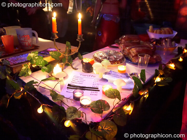 Tea stall by candle light at Echo System. London, Great Britain. © 2006 Photographicon