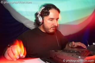 Psylent DJing in the Psychedelic Rollercoaster Room at Chrysalid. London, Great Britain. © 2006 Photographicon