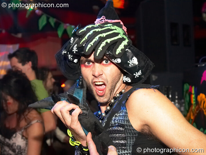 A man in Haloween costume at the Twisted Records 10th Birthday Party. London, Great Britain. © 2006 Photographicon