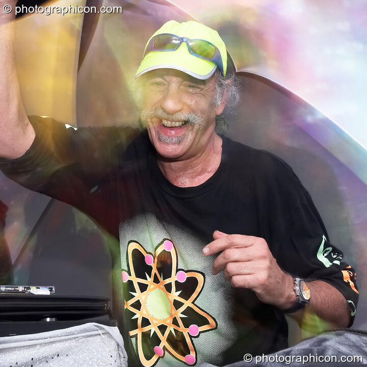 Raja Ram of Shpongle DJing on the IDSpiral stage at the Twisted Records 10th Birthday Party. London, Great Britain. © 2006 Photographicon