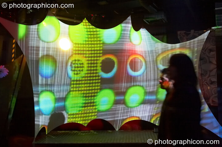 Visual projections by Pixel Addicts in the Chill room at the Liquid Records party. London, Great Britain. © 2007 Photographicon