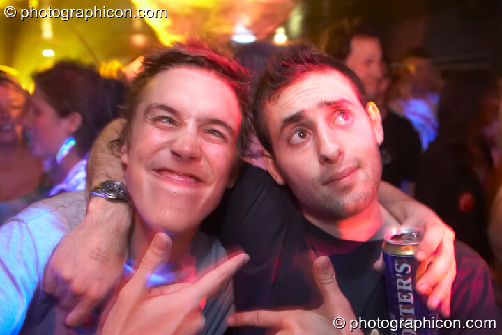 Two friends at the Liquid Records party. London, Great Britain. © 2007 Photographicon